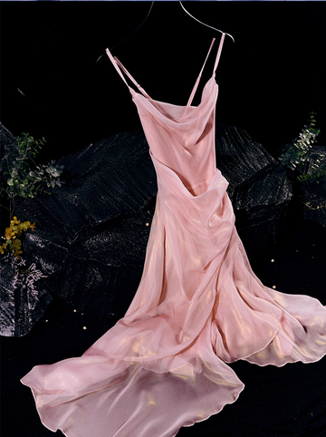 Niulatu High Low Spaghetti Straps Pink Knee Length Prom Dresses Birthday Outfits SD487